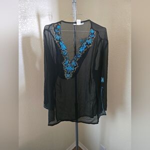 Bamboo Traders Long Sleeve Sheer Pullover Blouse